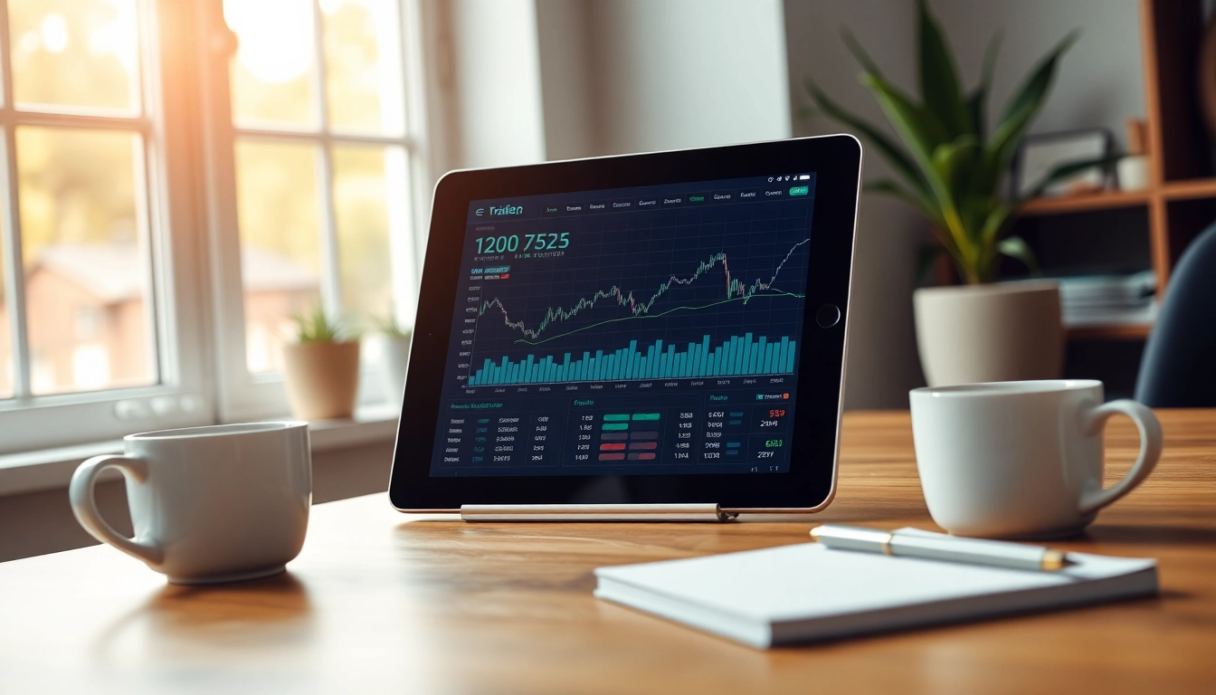 تطبيق آمن لتداول الأسهم في المملكة العربية السعودية على واجهة جهاز لوحي مع تفاصيل محورية جذابة.