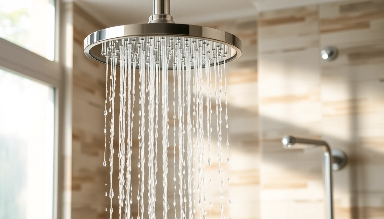 Experience elegant showers Australia with a luxurious rainfall showerhead in a serene bathroom.