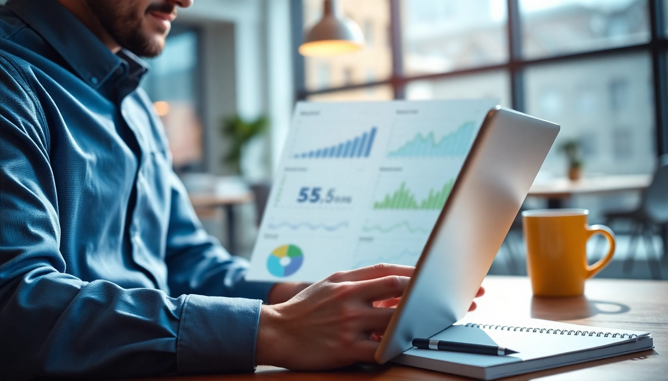 SEO Frankfurt Analyse mit Laptop und Diagrammen in modernem Büro.