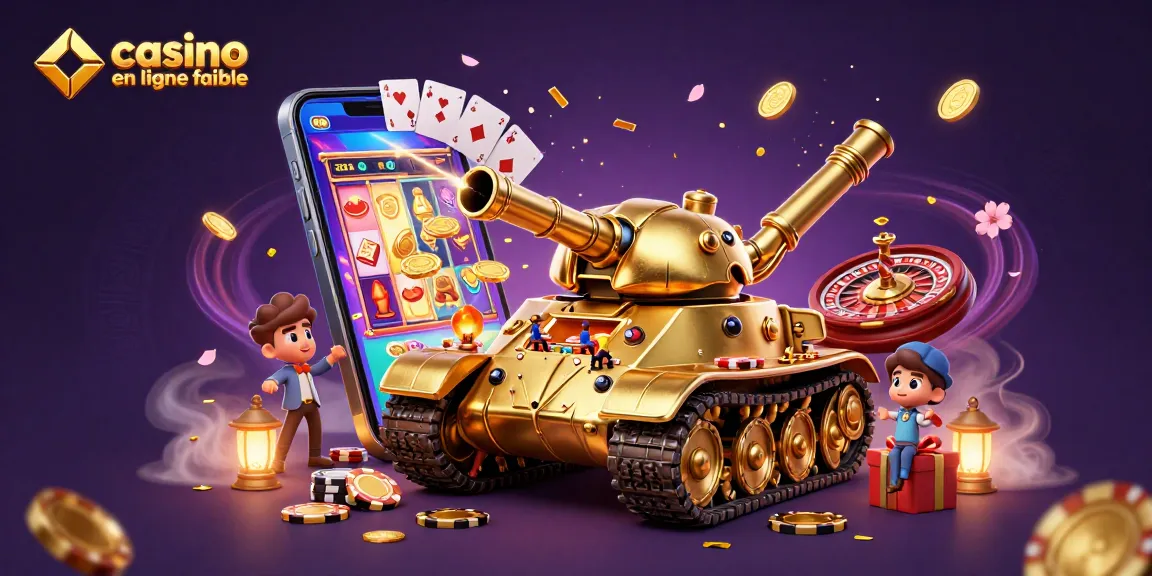 Plongez dans un casino en ligne fiable avec des jeux captivants et un tank doré vibrant.
