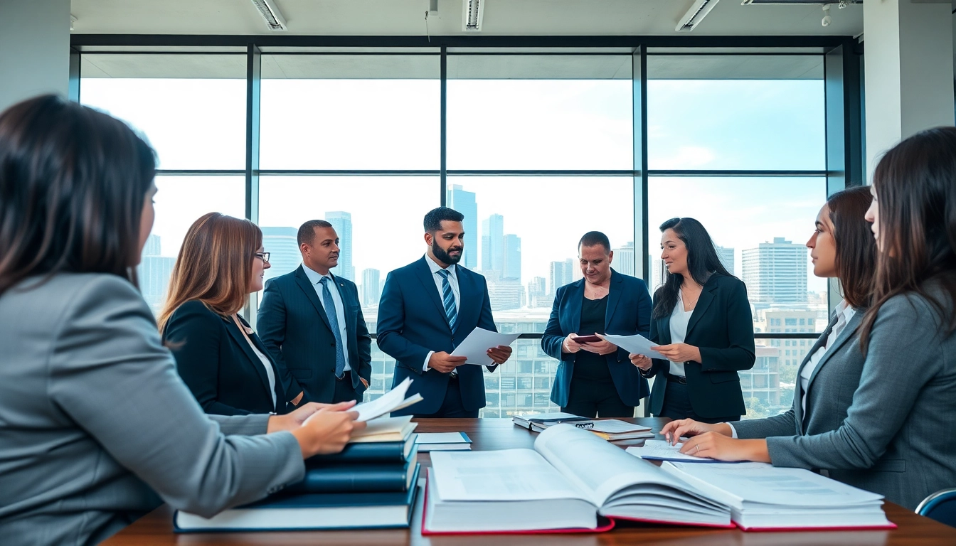 Engaged Atlanta Accident Lawyers collaborating in a modern office space.