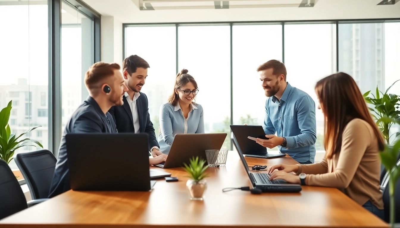 Finding managed IT services near me with a professional IT support team collaborating in an office.