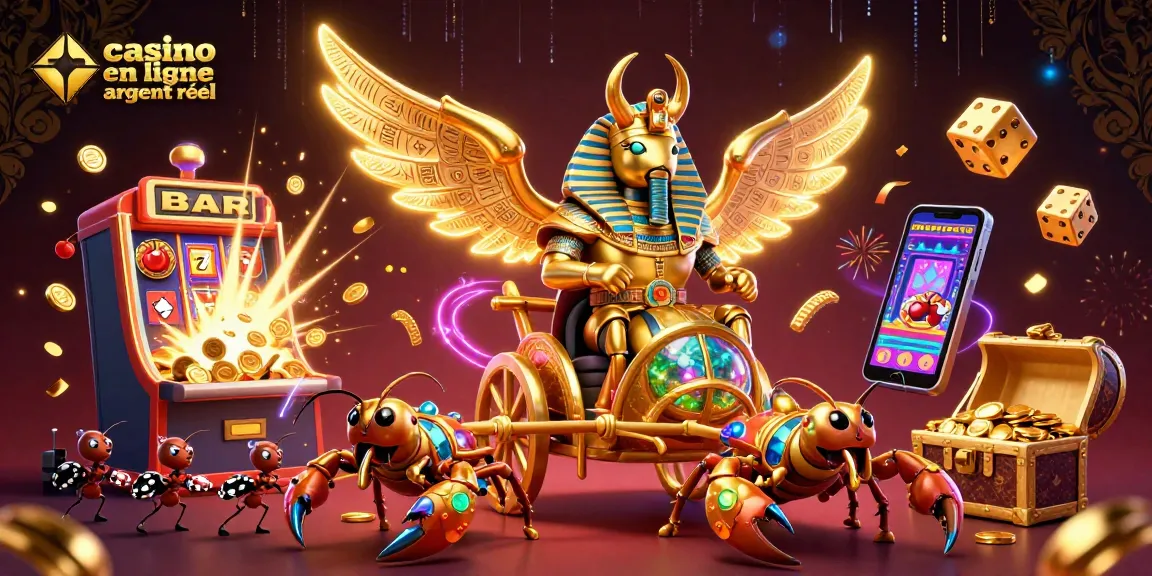 Éclatez avec un jackpot au casino en ligne argent réel, animé par un scarabée doré et des scorpions précieux.
