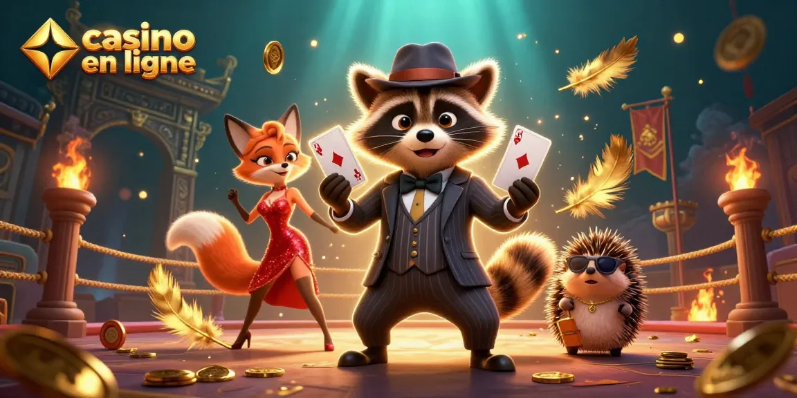 Jouez au casino en ligne avec un raton laveur en costume, une renarde élégante et un hérisson garde du corps.