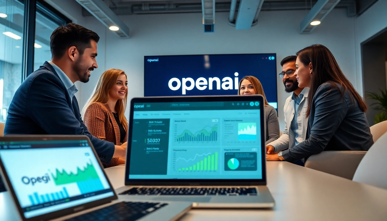 Collaboration on openai seo strategies with professionals in a bright office environment.