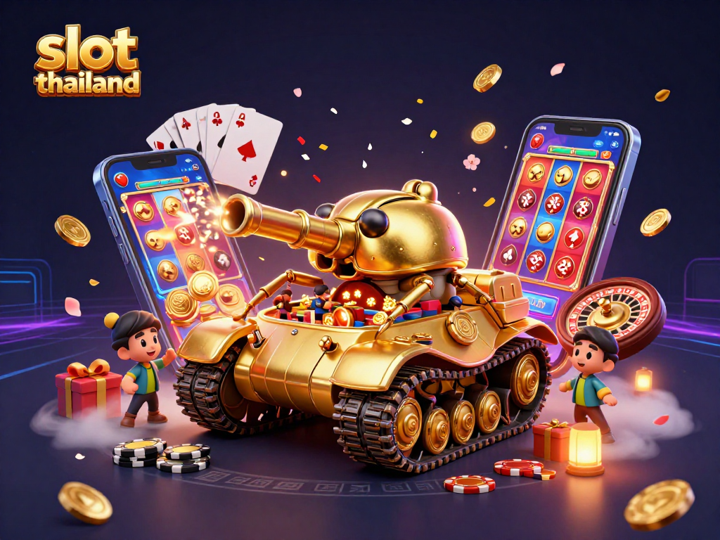 Engage with slot thailand in a vibrant, dynamic casino scene featuring a golden beetle tank.