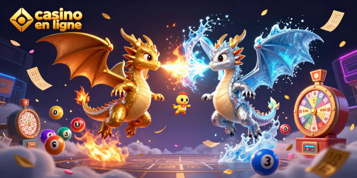 Jouez aux jeux sur casino en ligne avec des dragons entrelacés colorés et des éléments de loterie
