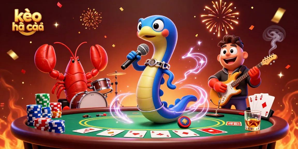 Engage with kèo nhà cái through a thrilling underwater casino scene featuring a performing electric eel DJ.