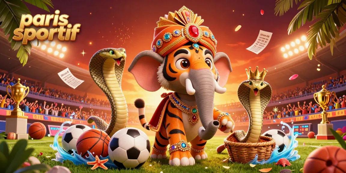 Plongez dans le monde des paris sportifs avec un tigre maharaja entouré de trophées et de paris.