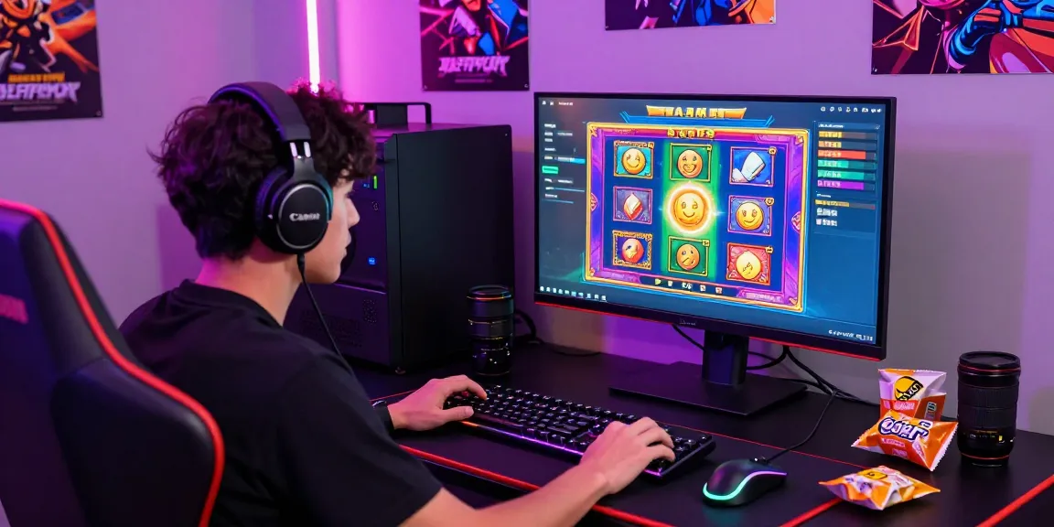 Engaging scene of a player enjoying slot depo 1000 games on a gaming setup with vibrant graphics and neon lighting.