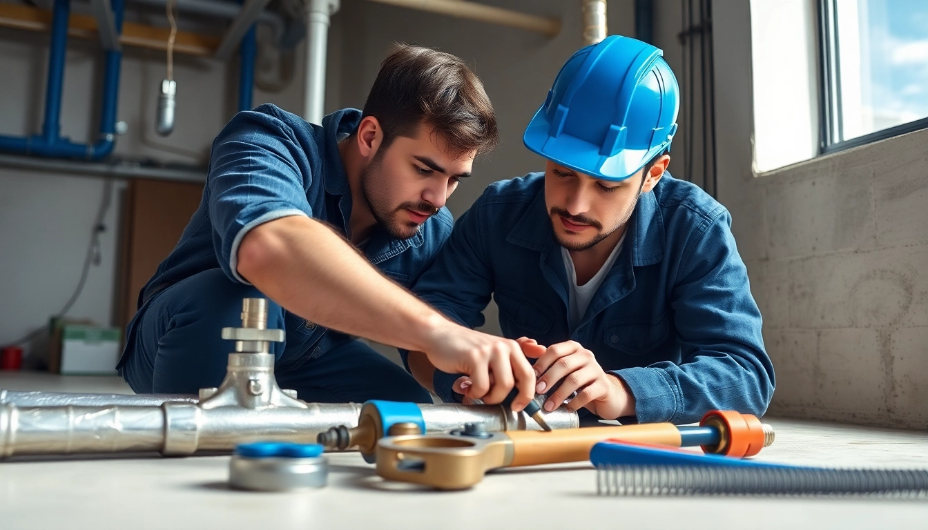 Engaging scene of plumbing apprenticeship showcasing a professional at work with tools in hand.