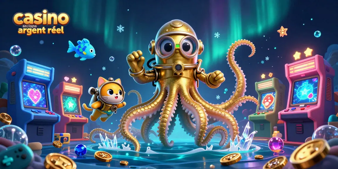 Jouez au casino en ligne argent réel avec ce kraken légendaire dans une scène colorée.