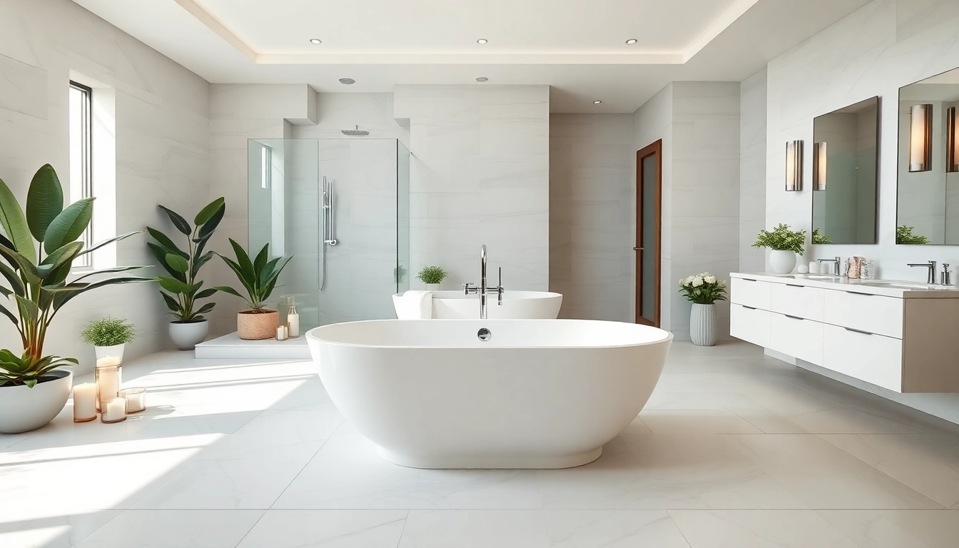 Revamped bathroom remodelling design featuring a freestanding bathtub and modern fixtures.