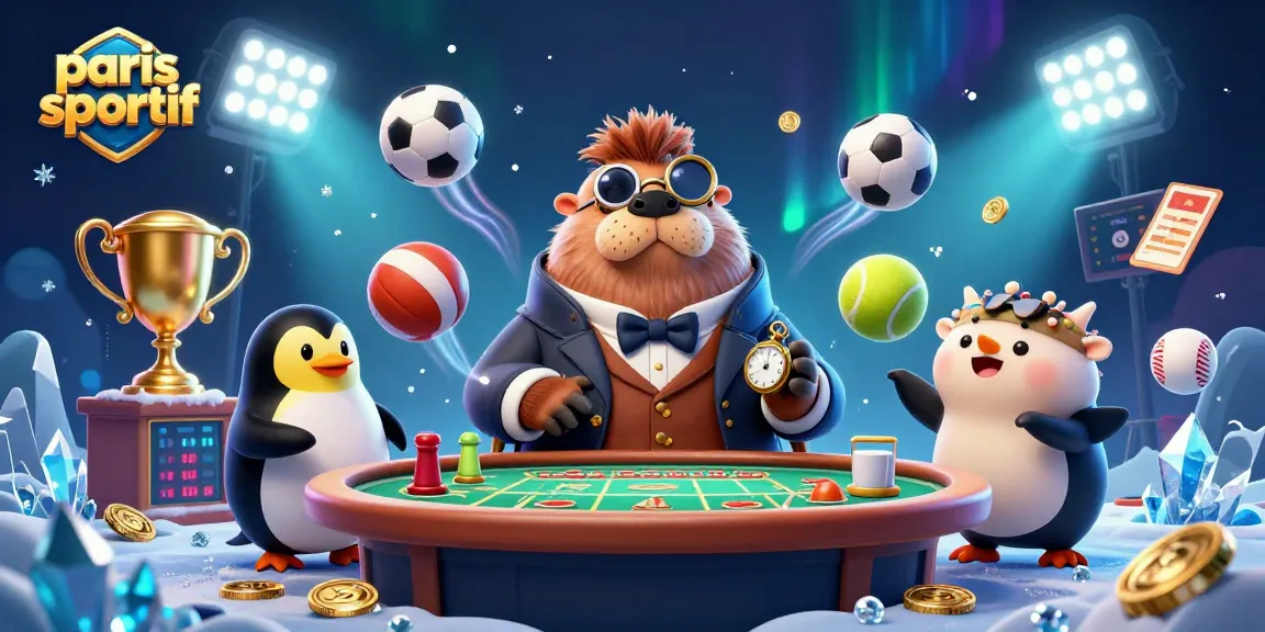 Paris sportif : Illustration dynamique de paris sportifs avec un morse et un pingouin