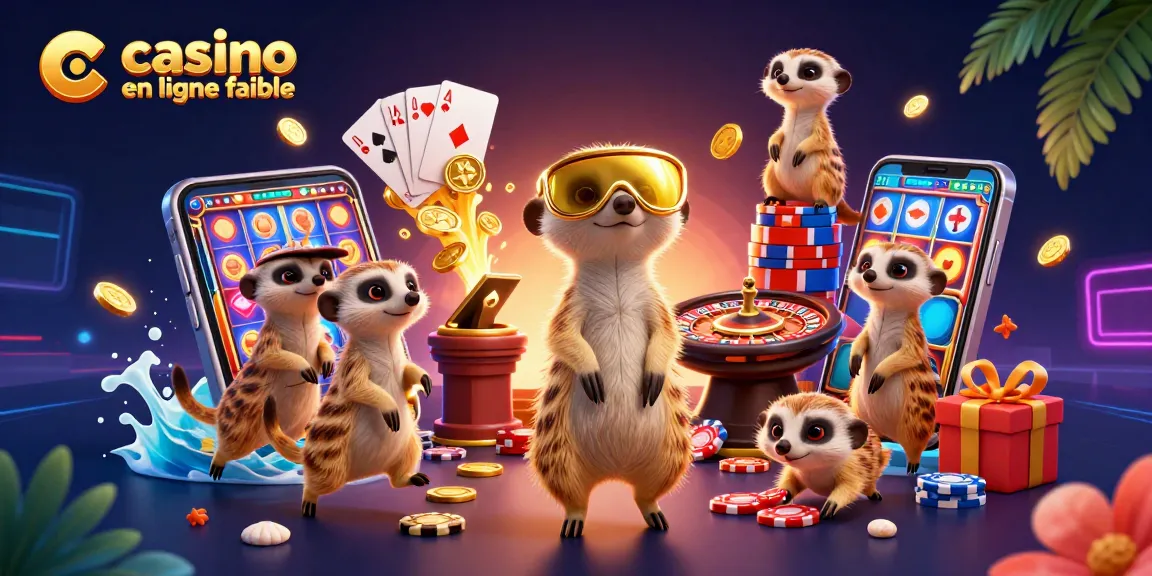 Casino en ligne fiable : chouettes meerkats gérant des jeux palpitants dans un décor stylé.
