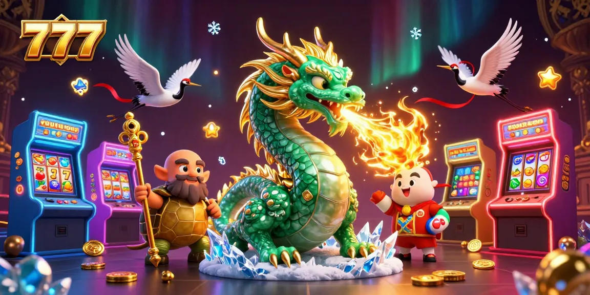 Win big with 777 in this dynamic casino illustration featuring lucky elements and vibrant game visuals.