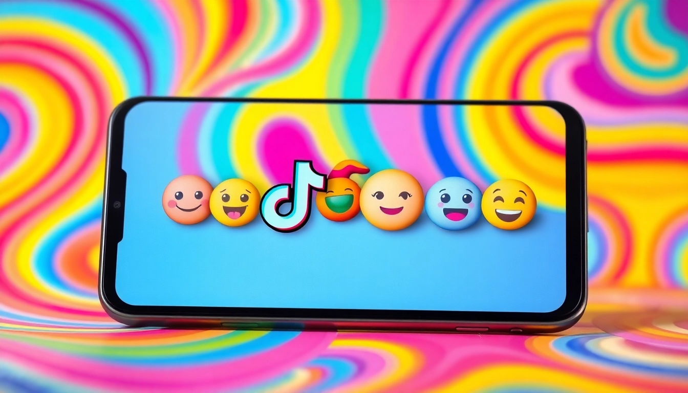 Engaging TikTok emojis showcased on a smartphone, illustrating digital expression.