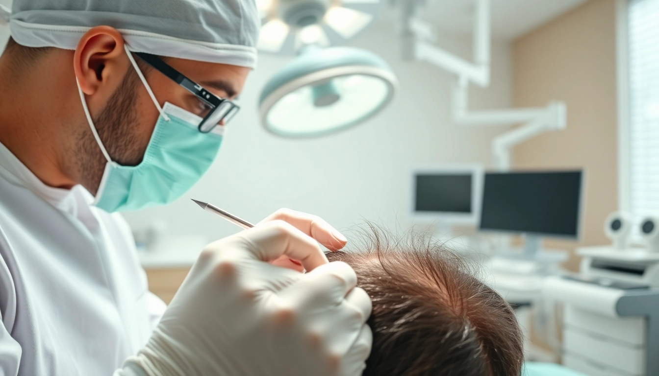 Performing hair transplant turkey procedure with skilled surgeon and advanced equipment.