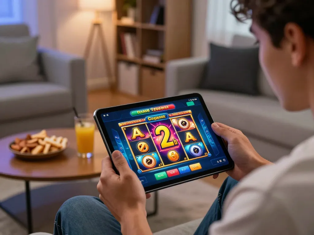 Engaging in a slot deposit 2rb game on a tablet highlights the excitement of online gaming.