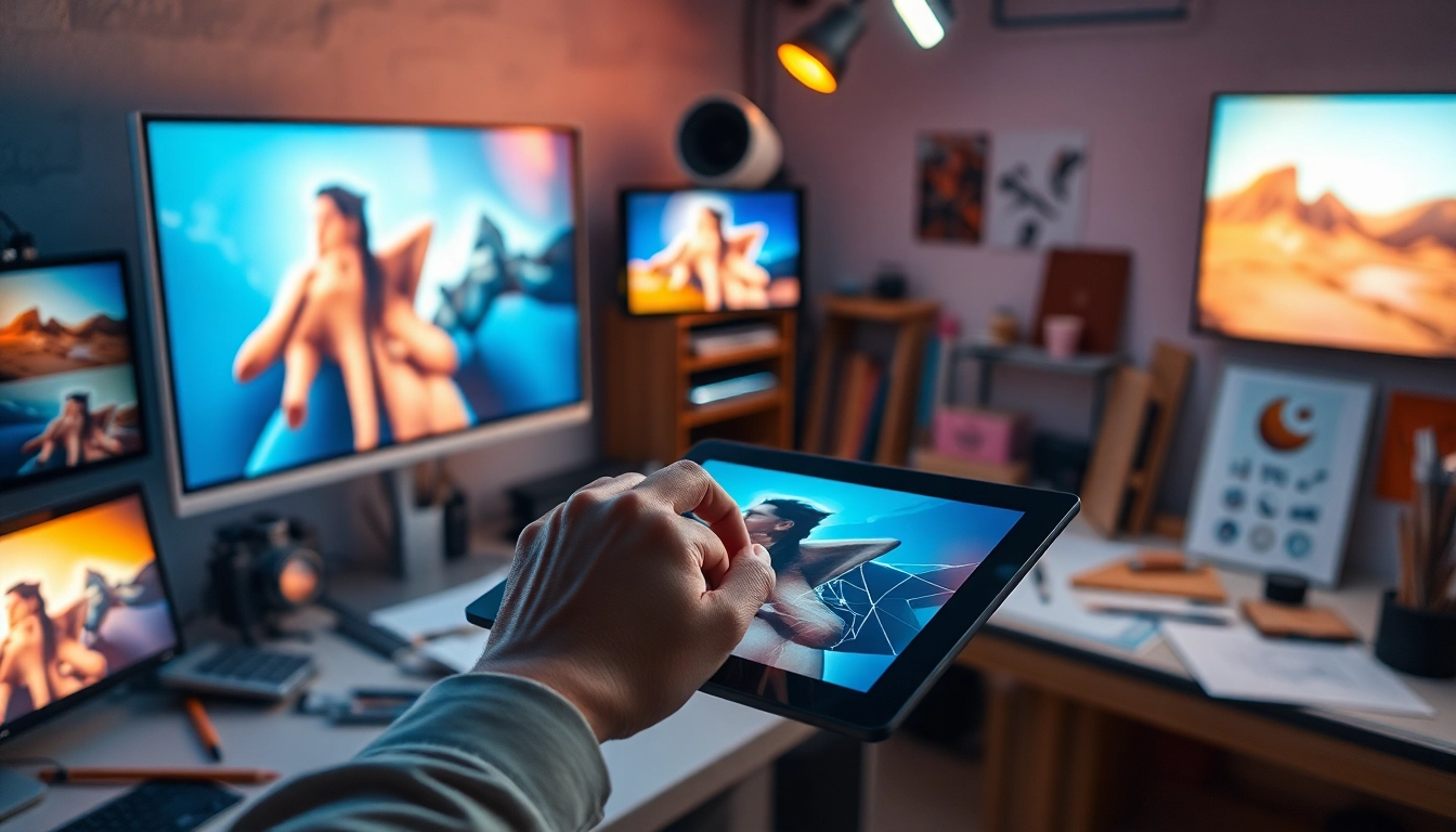 Transform image to image creatively in a modern digital art studio environment.