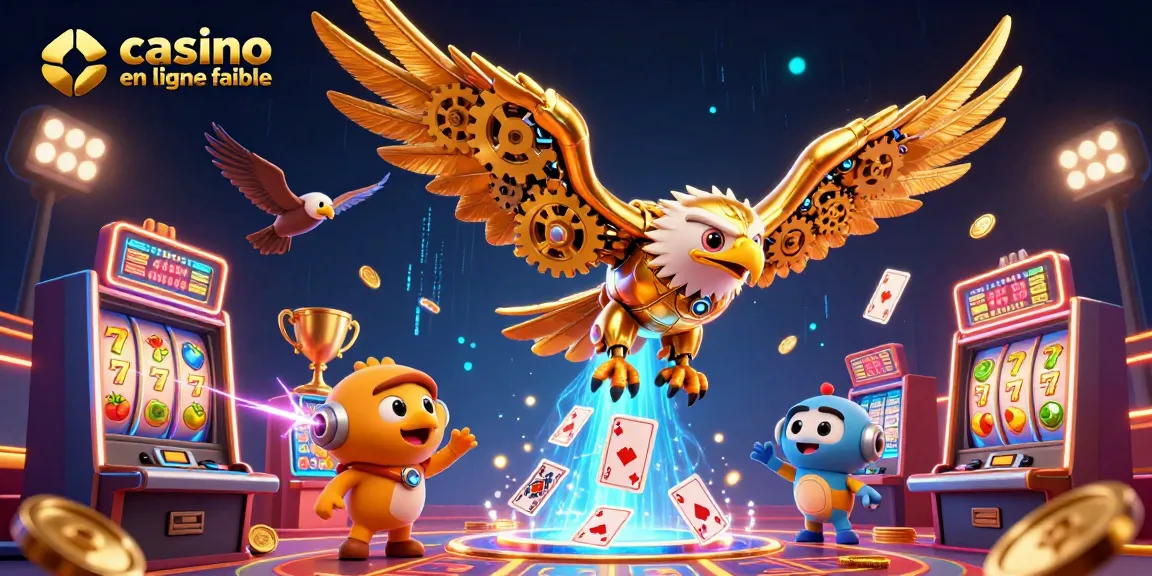 Faites l'expérience d'un casino en ligne fiable avec une animation dynamique de machines à sous et un aigle en 3D.