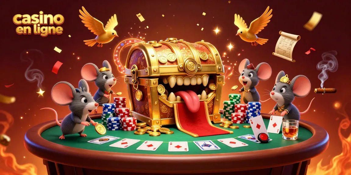 Jouez aux jeux de casino en ligne tout en découvrant les trésors cachés dans une scène amusante.