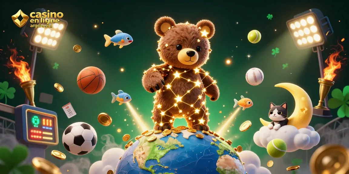 Découvrez l'univers du casino en ligne argent réel avec l'ours constellation et des éléments sportifs.