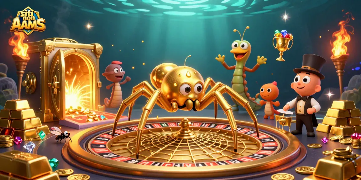 Gioca ai siti non AAMS con una scena affascinante di un ragno d'oro e un croupier centopiedi.