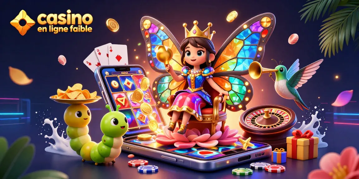 Création d'un casino en ligne fiable avec une illustration riche d'une reine papillon et des éléments de jeu.