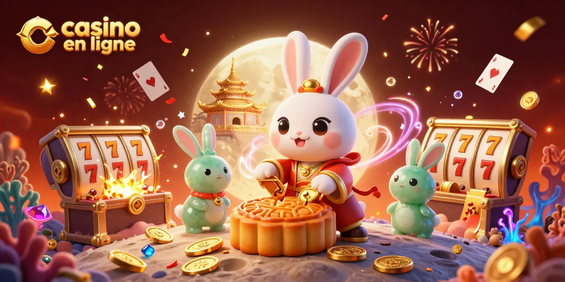 Jouer à casino en ligne avec un lapin de lune et des jetons au milieu de l'action dynamique.