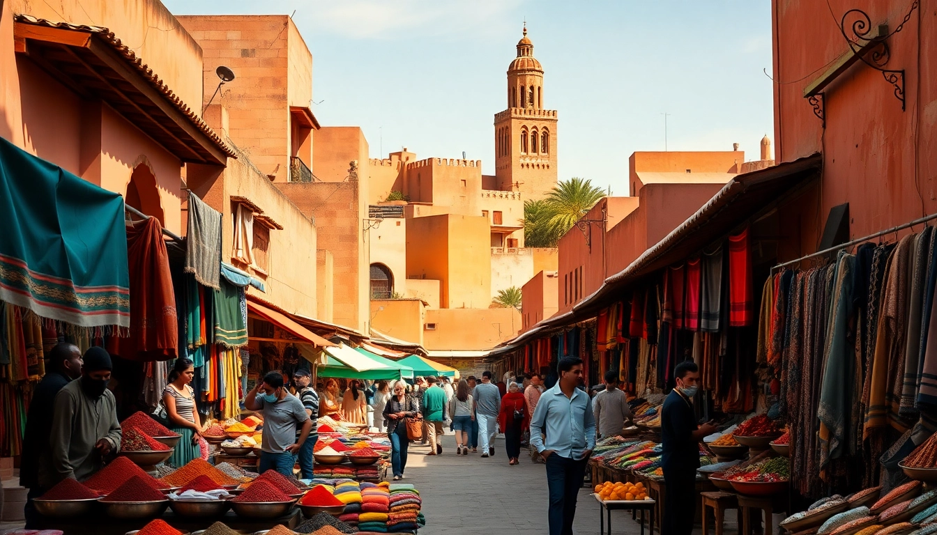 Experience authentic culture at https://www.onelifetrips.com/ showcasing vibrant Marrakech market scene.