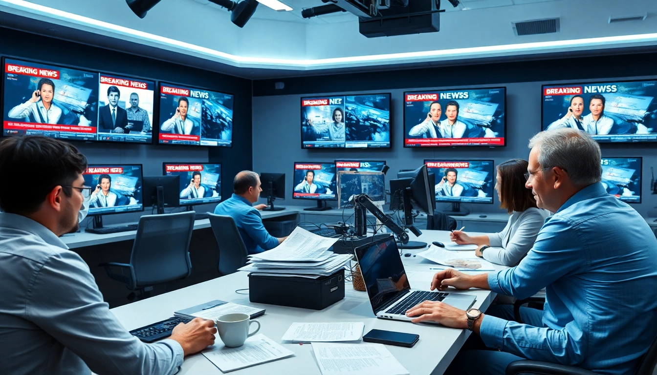 Stay informed with the latest news updates in a dynamic newsroom environment.