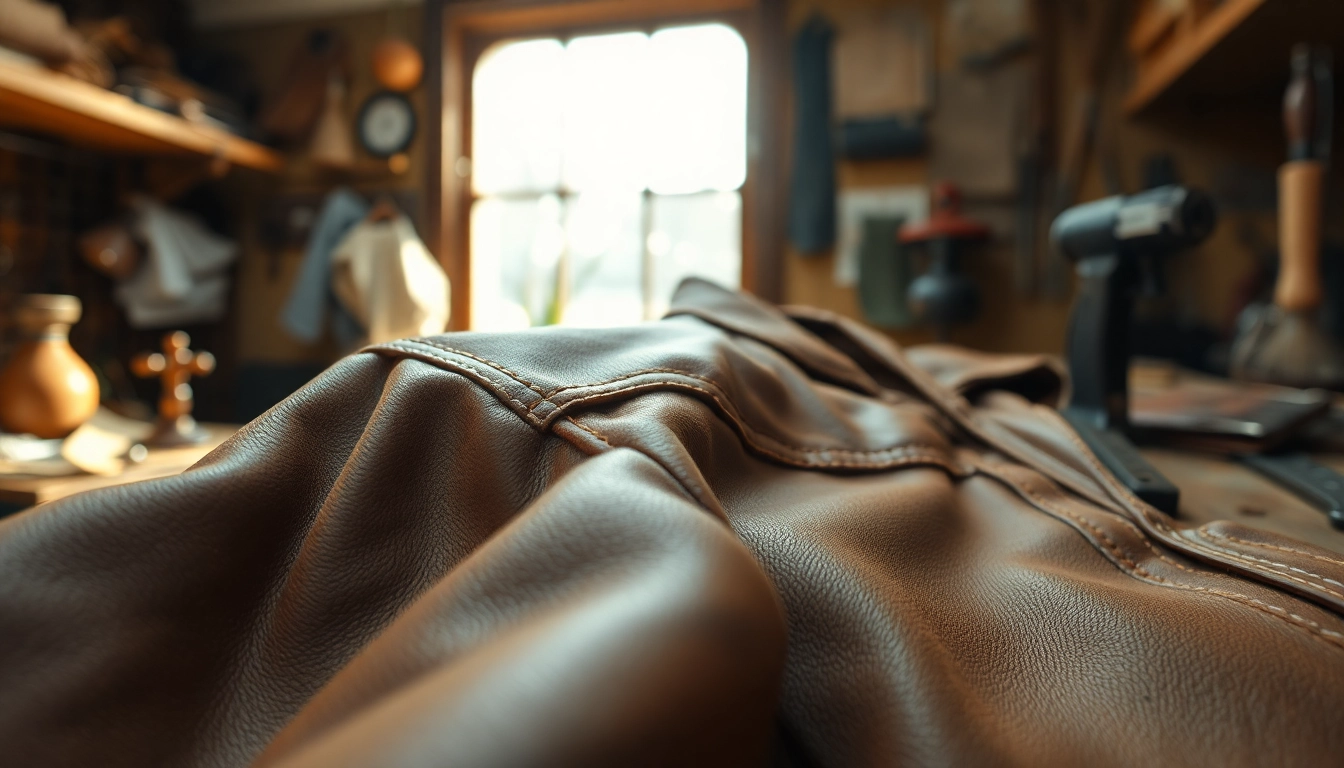 Restoring vintage leather jackets and gear showing detailed cleanup and leather treatment.