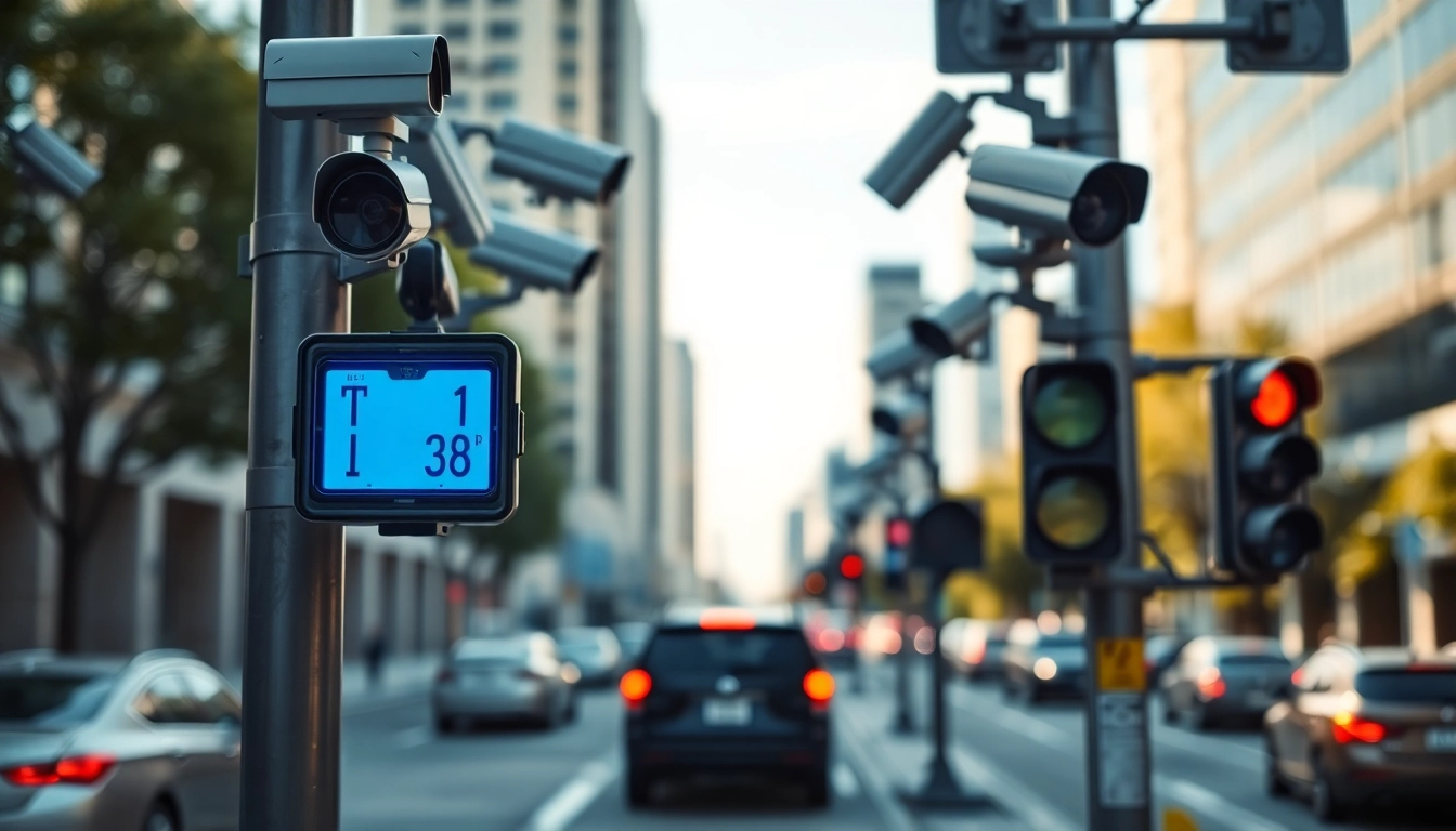 Automatic license plate recognition system monitoring urban traffic.