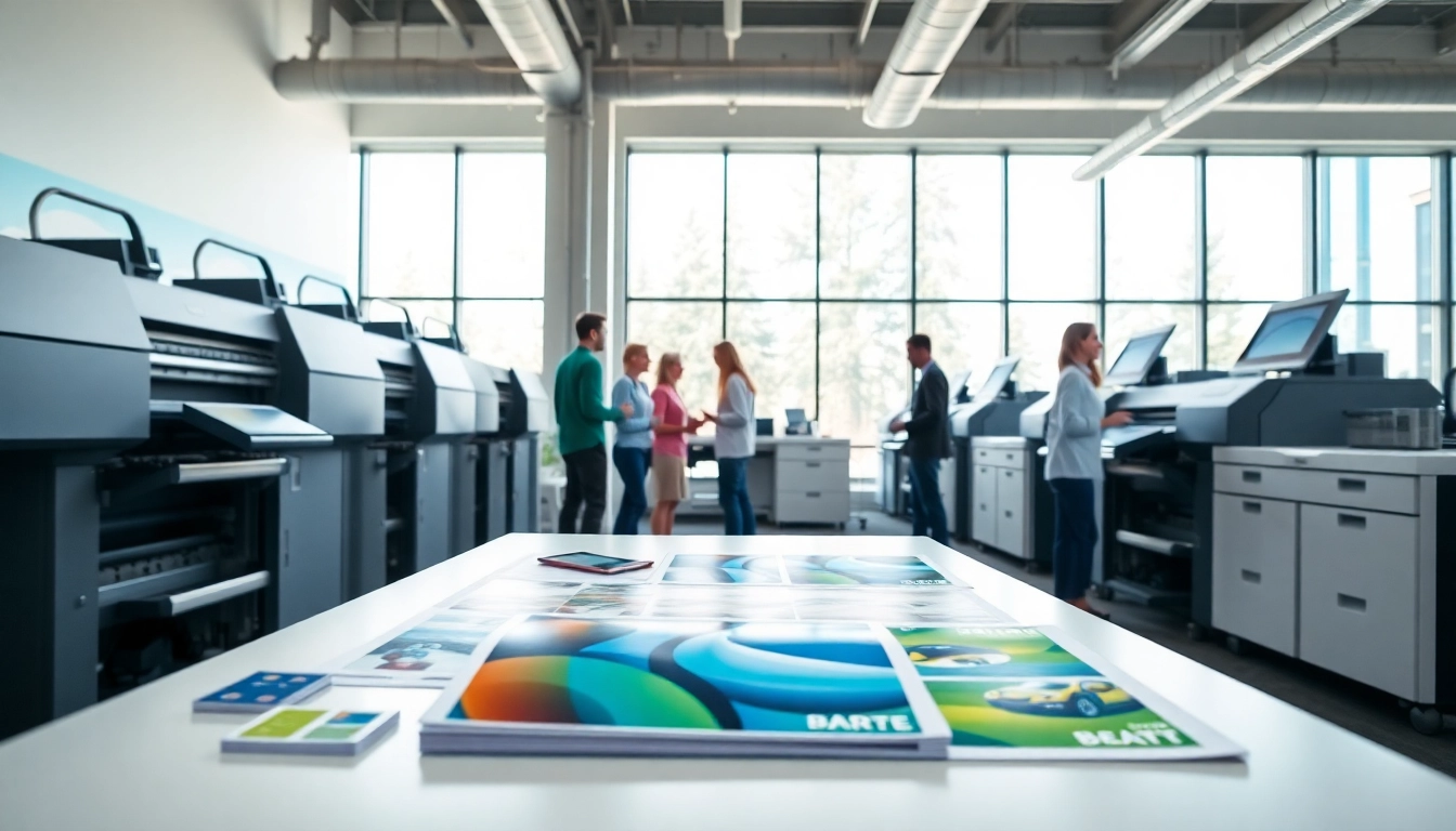 Showcasing professional printing edmonton services in a modern office with vibrant prints.