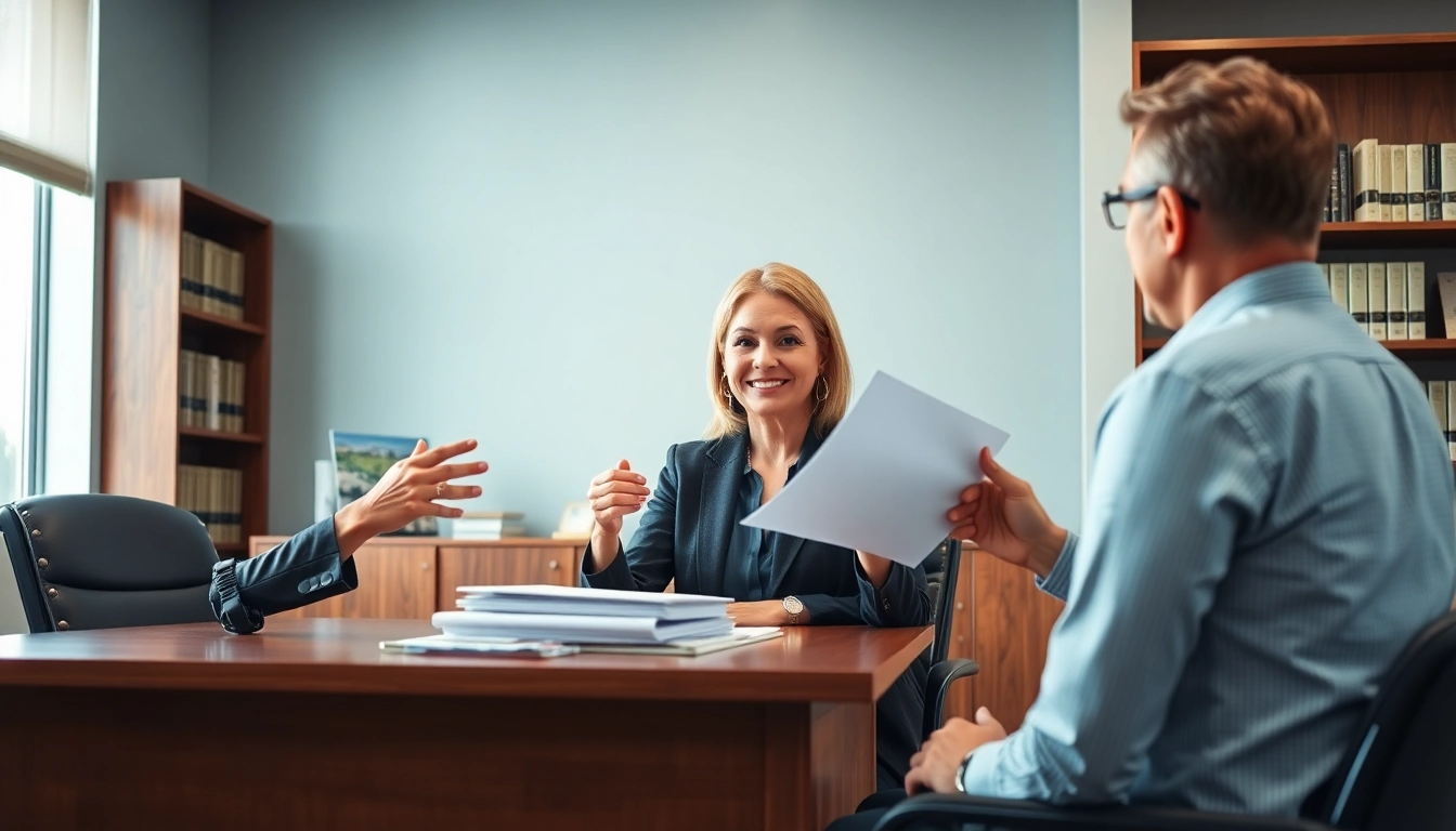Consulting session with a Palm Harbor Family Lawyer in a professional office environment.
