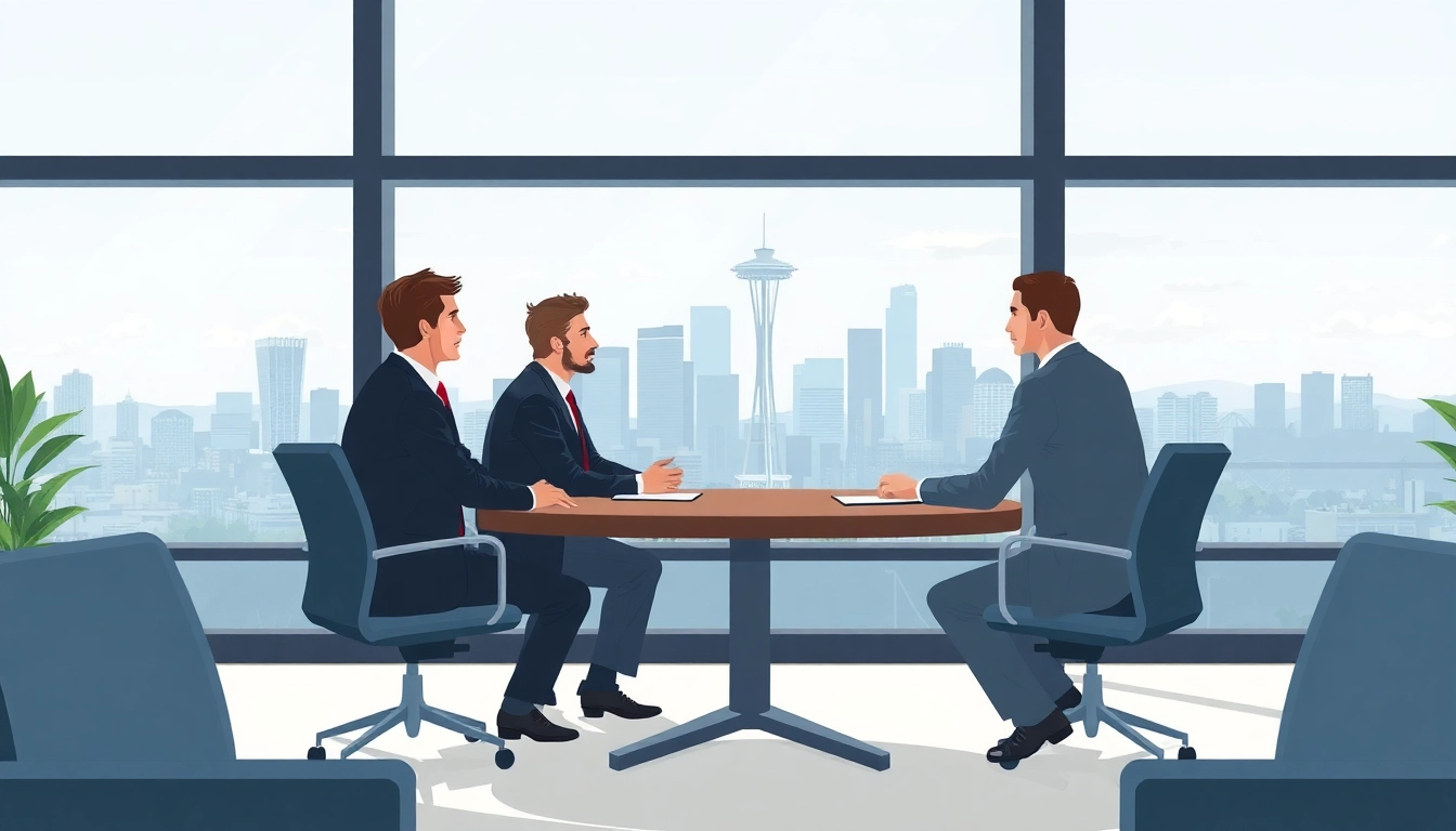 Seattle Social Security Disability Lawyers collaborating in a professional office setting.