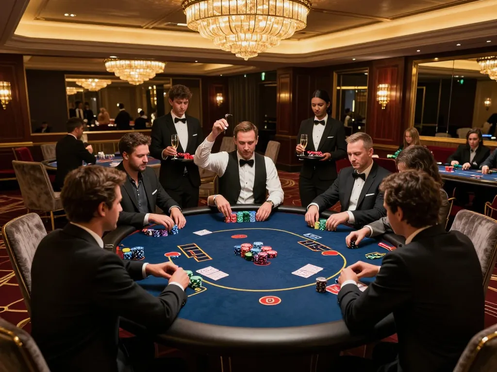 Exciting poker moment at trang chủ 5699 with players winning in a luxurious casino setting