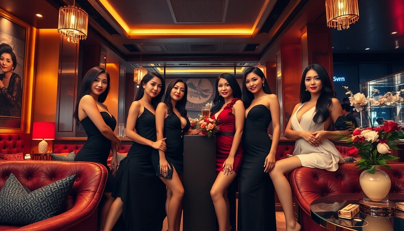 Singapore escort service showcasing diverse and elegant companions in a luxurious lounge setting