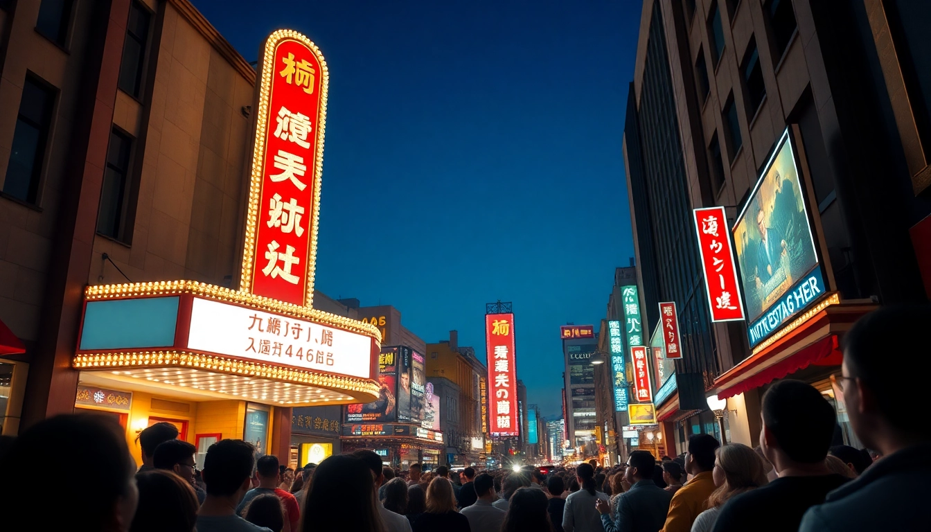 สนุกกับการดูหนังที่โรงภาพยนตร์ใหญ่เต็มไปด้วยผู้ชมที่มีความสุข