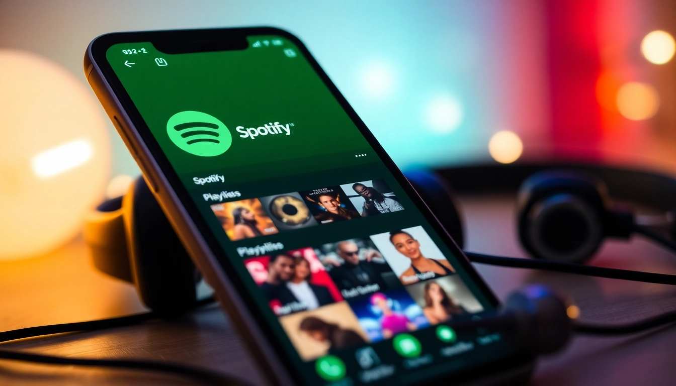 Engaging smartphone display of the spotify mod apk with vibrant music elements.