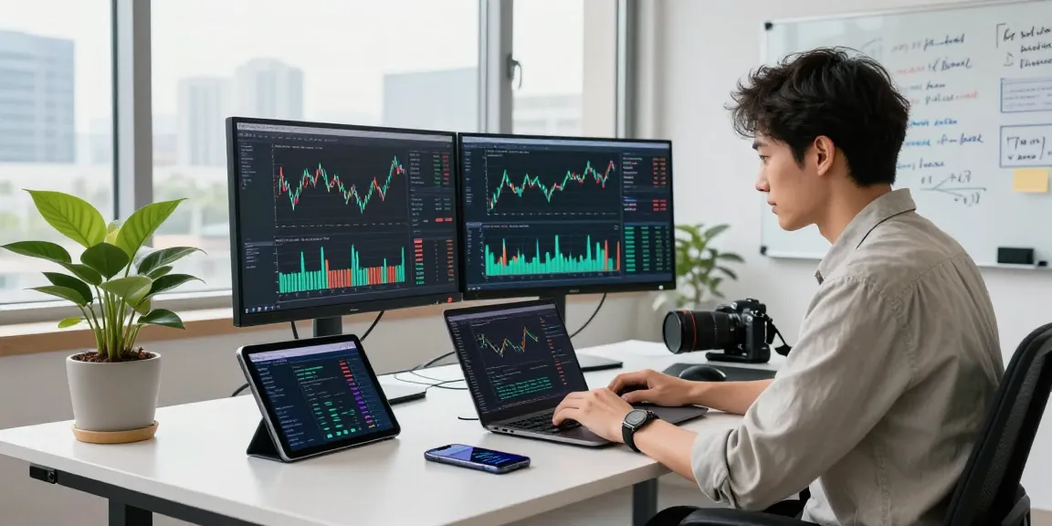 金融API开发接入服务的开发者在现代办公室专注编程,显示实时金融数据,环境明亮且专业。