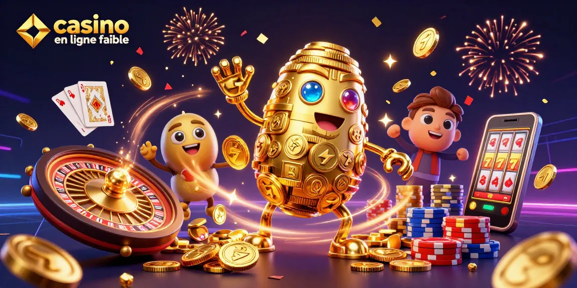 Visualisez un jeu captivant sur un casino en ligne fiable avec un golem doré entouré de pièces et de stratégies de jeu.