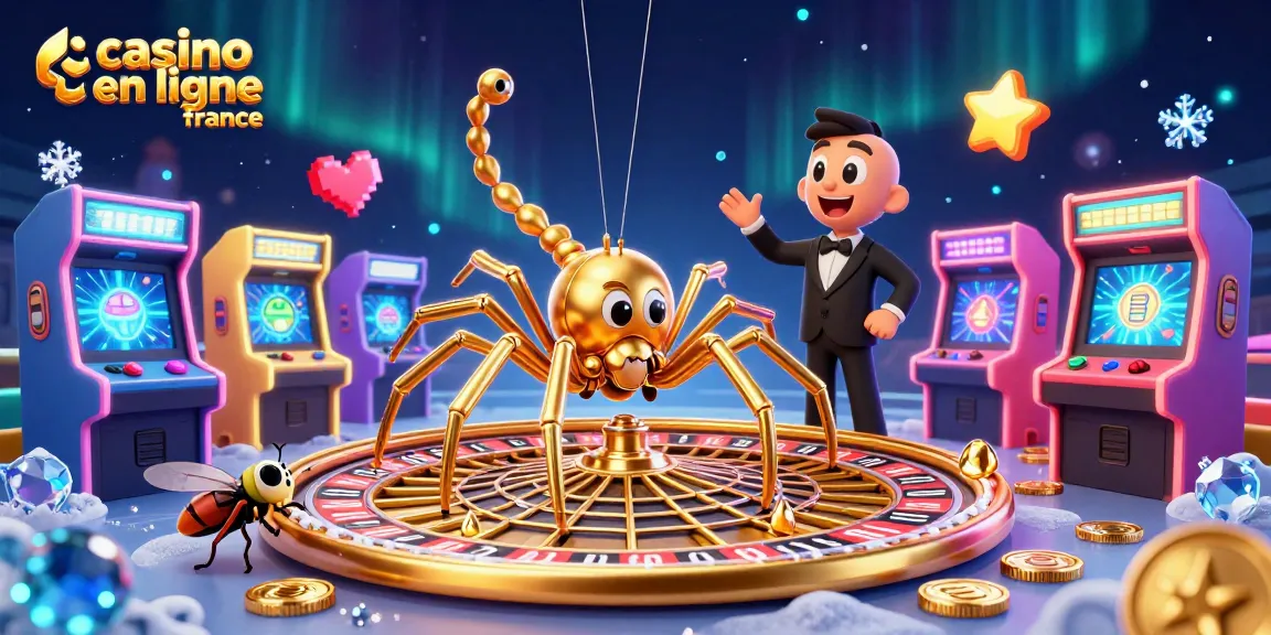 Découvrez casino en ligne france avec une araignée dorée au centre, ambiance festive et jeux animés.