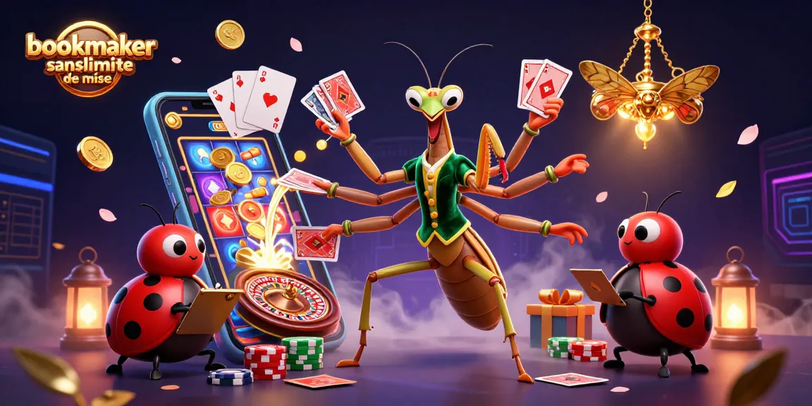 Placer des paris sur un bookmaker sans limite de mise avec une mise en scène dynamique de personnages de casino.