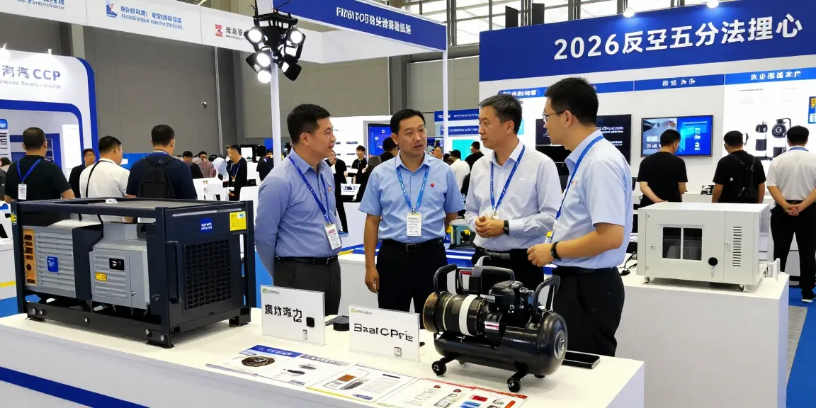 Power Generation solutions displayed at the 2026 Canton Fair, highlighting innovative gas CHP units and portable air compressors amid a bustling trade show atmosphere.
