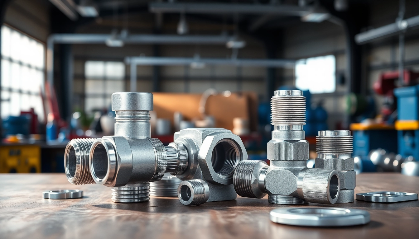 Showcasing high-pressure AN fittings with intricate designs and precision in an industrial setting.