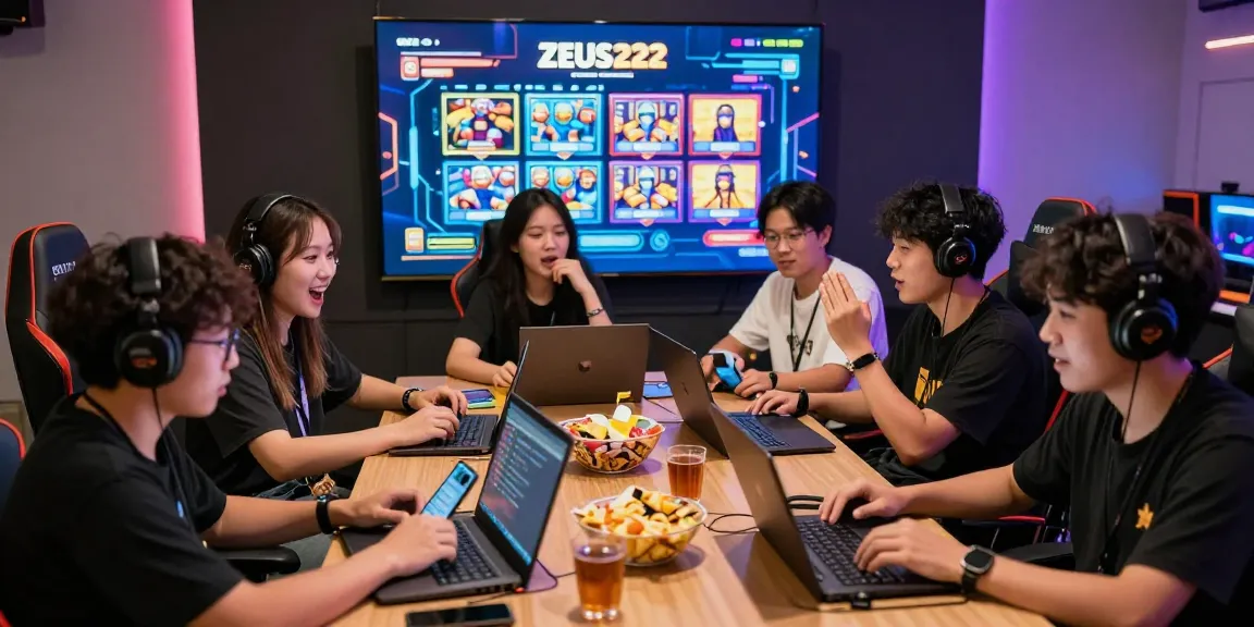 Excited players enjoying slot gacor games at ZEUS222 online gaming lounge