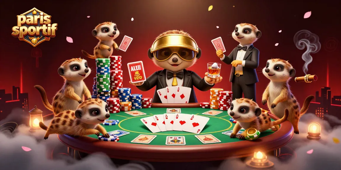 Les meerkats gèrent des paris sportifs avec des piles de jetons et des cartes, illustrant l'excitation des jeux.