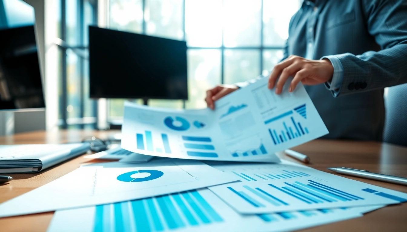 Analyze competitive intelligence data in a bright office with charts and reports.